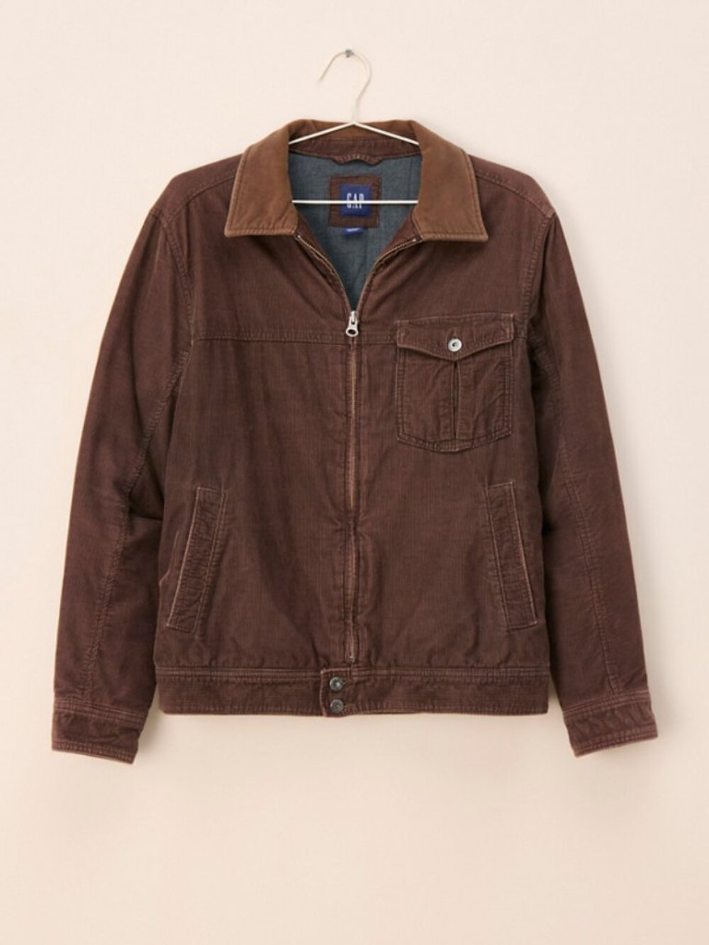 Vintage Brown Gap Corduroy Lined Trucker Jacket Size L